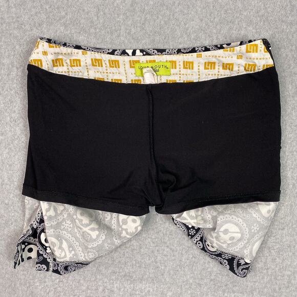 Loudmouth Golf Skort Womens 10 Black White Paisley Skull All Over Print Pockets - Picture 8 of 10